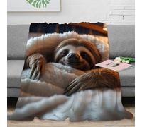 NTBSDVKDO stampa 3D sloth sleeping coperta da pisolino microfibra biancheria da letto lavabile coperta da ufficio morbida per giovani lavoratori smart working cozy animal 70×80inch(180x200cm)