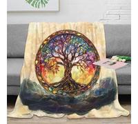 NTBSDVKDO stampa 3D Tree of Life coperta microfibra biancheria da letto morbida e calda plaid compatto anti-pilling per studenti universitari Stained Glass arte 50x60inch(127x152cm)