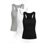 Ntelioglou Confezione da 3 canottiere da donna a fascia, elasticizzate, basic, per l'uso quotidiano, aderente e elasticizzata, comoda da abbinare e come biancheria intima, Classico, 3 pezzi, M