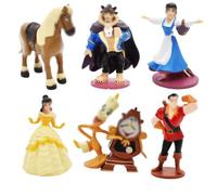 NTEVXZ 6Pcs Decorazione della Torta per Principessa Cartoon Cake Decorazione Figure di La Bella e la Bestia Mini Figurine Principessa Cake Topper Decorazione Torta Principessa di Compleanno