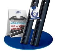 NTG - 2 guide in linea in alluminio da 0,5 m l'una, forma semicircolare - Certificato TÜV - Accessori per rimorchi, fissaggio del carico, guida in alluminio per auto, furgoni, camper - con fori, nero