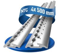 NTG Binario per airline, 4 pezzi, 0,5 m/500 mm, semicircolare in alluminio, certificato TÜV, accessorio per rimorchio, fissaggio del carico, guida in alluminio, per camion, furgoni - con fori, argento