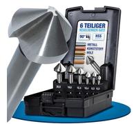 NTG Set di svasatori conici, 6,3 - 20,5 mm, 6 pezzi, svasatore conico 90°, acciaio HSS, svasatore e sbavatore per legno, metallo e plastica, con scatola di immagazzinaggio, per lavorare con precisione
