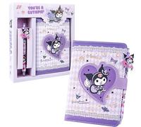 NTGFU Cartoon Notebook and Pen Set, Cute Stationery Set for Kids Teens, Stationery Gifts for Girls, Purple Notebook Diary with Pen for School Supplies，Best Birthday Gifts for Girls