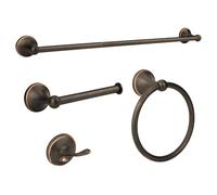 Ntipox Set di 4 pezzi di accessori da bagno, set di portasciugamani da 60 cm, anello per asciugamani, porta carta igienica, montaggio a parete, accessori da bagno (bronzo lucidato ad olio)