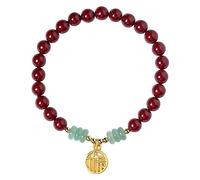 NTIYOU Bracciali Bracciale for Donna Feng Shui Regolabile Ricchezza Cinnabro Naturale Perline di Buddha Portafortuna da Collezione Attrazione di Cristallo Perline