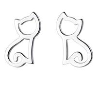NTIYOU Orecchini Orecchini Orecchini in Argento 925 con Piccoli Gatti Vuoti da Donna Orecchini Animali in Argento Sterling Carino Gioielli for Feste di Moda ciondolano Bambina