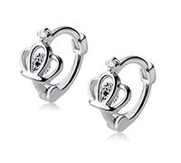 NTIYOU Orecchini Orecchini Orecchini in Argento Sterling 925 con zirconi Lucidi Orecchini a Cerchio con Corona Piccola Orecchini for Gioielli da Festa di Moda da Donna Orecchini Pendenti Bambina