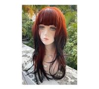NTIYOU Parrucca Parrucca carina Parrucca da donna a onda grande con frangia d'aria Parrucca rosso scuro for ragazze Parrucca di sintesi Donne