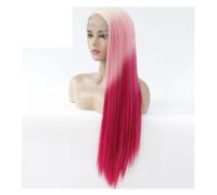 NTIYOU Parrucca Parrucca lunga diritta rosa caldo alla moda Parrucche cosplay da donna, Parrucca tricolore sfumata rosa Parrucche da festa mix beige rosa for uomo Donne