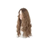 NTIYOU Parrucca Parrucche con frangia for donna, riccioli ondulati marroni, parrucca for capelli in fibra resistente al calore da 24 pollici for feste quotidiane Donne (Color : C)