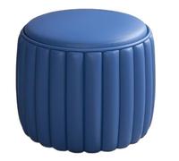 NTIYOU Poggiapiedi Pouf in pelle Sgabello semplice Portico Sgabello basso Piccolo poggiapiedi rotondo Sgabello for divano for camera da letto Soggiorno Sgabello creativo Sala(Dark blue)