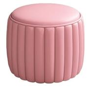 NTIYOU Poggiapiedi Pouf in pelle Sgabello semplice Portico Sgabello basso Piccolo poggiapiedi rotondo Sgabello for divano for camera da letto Soggiorno Sgabello creativo Sala(Pink)