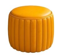 NTIYOU Poggiapiedi Pouf in pelle Sgabello semplice Portico Sgabello basso Piccolo poggiapiedi rotondo Sgabello for divano for camera da letto Soggiorno Sgabello creativo Sala(Yellow)