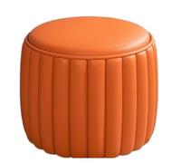 NTIYOU Poggiapiedi Pouf in pelle Sgabello semplice Portico Sgabello basso Piccolo poggiapiedi rotondo Sgabello for divano for camera da letto Soggiorno Sgabello creativo Sala(Orange)
