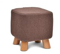 NTIYOU Poggiapiedi Pouf quadrato in legno con supporto in legno imbottito, pouf ottomano, sedia, sgabello, rivestimento in tessuto, 4 gambe, rivestimento in lino rimovibile (verde) Sala(Brown)