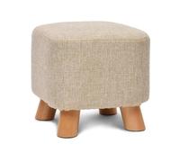 NTIYOU Poggiapiedi Pouf quadrato in legno con supporto in legno imbottito, pouf ottomano, sedia, sgabello, rivestimento in tessuto, 4 gambe, rivestimento in lino rimovibile (verde) Sala(Beige)