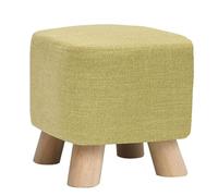 NTIYOU Poggiapiedi Pouf quadrato in legno con supporto in legno imbottito, pouf ottomano, sedia, sgabello, rivestimento in tessuto, 4 gambe, rivestimento in lino rimovibile (verde) Sala(Green)