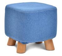 NTIYOU Poggiapiedi Pouf quadrato in legno con supporto in legno imbottito, pouf ottomano, sedia, sgabello, rivestimento in tessuto, 4 gambe, rivestimento in lino rimovibile (verde) Sala(Blue)