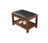 NTIYOU Poggiapiedi Sgabello basso in legno massello Scarpiera da ingresso Sgabello cambio scarpe Poggiapiedi for divano domestico for la casa, Sgabello creativo Sala(Walnut color+Black)