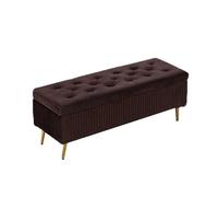 NTIYOU Poggiapiedi Sgabello lungo for scarpe in velluto leggero di lusso con panca portaoggetti multifunzionale Sgabello lungo for sgabello creativo for la stanza Sala(Dark Brown)