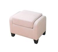 NTIYOU Poggiapiedi Supporto quadrato in legno Poggiapiedi imbottito Pouf Pouf Sedia Divano Sgabello Rivestimento in tessuto 4 gambe e rivestimento in lino sfoderabile Sala