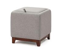 NTIYOU Poggiapiedi Supporto quadrato in legno Poggiapiedi imbottito Pouf Pouf Sedia Divano Sgabello Tessuto Sfoderabile in lino Contenitore (Grigio) Sala