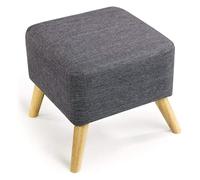NTIYOU Poggiapiedi Supporto quadrato in legno Poggiapiedi imbottito Sedia ottomana Rivestimento in tessuto Tavole in lino rimovibili sgabelli piccoli sgabelli bassi in tessuto Sala(Gris)