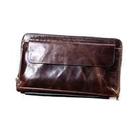 NTIYOU Portafogli Portafogli Portafoglio in pelle ultra sottile Cera olio con cerniera Tasca for monete Portamonete unisex Porta carte di memoria di grande capacità Durevole