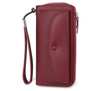 NTIYOU Portafogli Portafoglio da donna vintage in pelle ad alta capacità porta carte stile lungo portamonete multiuso con tasca for monete con finestra Durevole (Color : Coffee-1, Size : A)