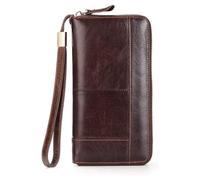 NTIYOU Portafogli Portafoglio Portafogli da uomo Porta carte vintage di grande capacità Portamonete stile business lungo Frizione di sicurezza premium resistente allo strappo Durevole