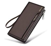 NTIYOU Portafogli Portafoglio Portafogli in pelle premium Portamonete rimovibili di grande capacità Porta carte stile retrò da lavoro Tasca bifold unisex Durevole (Color : Brown2, Size : 19.3x10.5cm)