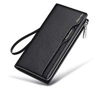 NTIYOU Portafogli Portafoglio Portafogli in pelle premium Portamonete rimovibili di grande capacità Porta carte stile retrò da lavoro Tasca bifold unisex Durevole (Color : Black1, Size : 19.3x10.5cm)
