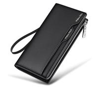 NTIYOU Portafogli Portafoglio Portafogli in pelle premium Portamonete rimovibili di grande capacità Porta carte stile retrò da lavoro Tasca bifold unisex Durevole (Color : Black2, Size : 19.3x10.5cm)