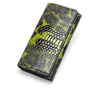 NTIYOU Portafogli Portafoglio Portafoglio da donna in pelle Porta carte con stampa serpente alla moda Portamonete lungo verde Tasca for monete di grande capacità unisex Durevole