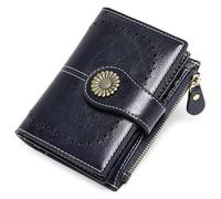 NTIYOU Portafogli Portafoglio Portafoglio da donna in pelle Porta carte da studente corto moda Multifunzione Portamonete da lavoro Mini portamonete Durevole (Color : Blue, Size : 10x12.5cm)