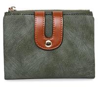 NTIYOU Portafogli Portafoglio Portafoglio in pelle da donna Porta carte con fibbia semplice Portamonete portatile sottile Portamonete corto Mini tasca resistente agli strappi Durevole (Color : Green)