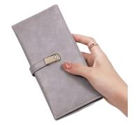 NTIYOU Portafogli Portafoglio Portafoglio in pelle da donna semplice Nuovo porta carte multifunzionale stile lungo Fibbia Porta monete Portamonete portatili Durevole (Color : Gray-1)