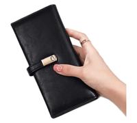 NTIYOU Portafogli Portafoglio Portafoglio in pelle da donna semplice Nuovo porta carte multifunzionale stile lungo Fibbia Porta monete Portamonete portatili Durevole (Color : Black-1)