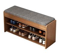 NTIYOU Scarpiere Organizzatore for scarpiera a 2 livelli Panca for scarpiera in legno con cuscino imbottito Panca for scarpe for ripiano for scarpe da ingresso Porta d'ingresso(60 * 24 * 43cm)
