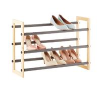 NTIYOU Scarpiere Scarpiera a 3 livelli Scaffale for scarpe retrattile multifunzionale for uso domestico Organizzatore di stoccaggio for ingresso Porta d'ingresso(Wood color)