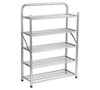 NTIYOU Scarpiere Scarpiera a 5 livelli autoportante, organizer for scarpe pieghevole portatile, ripiano for scarpe in acciaio inossidabile resistente for armadio Porta d'ingresso