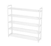 NTIYOU Scarpiere Scarpiera moderna in tubo d'acciaio Multistrato facile da montare Scaffale for scarpe in piedi Organizzatore di stoccaggio for la casa Porta d'ingresso(Blanc,5 Tier)
