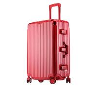 NTIYOU Valigia Bagagli con ruote girevoli Valigia di grande capacità Telaio in alluminio di colore brillante Bagaglio a mano resistente all'usura Attrezzatura da viaggio (Color : Red-, Size : 29inch)