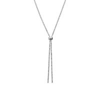 NTLX Collana a Y da donna, lunga collana con strass - oro argento e oro rosa - regolabile - ottima idea regalo, Argento placcato al rodio, Strass