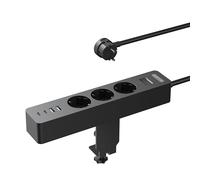 NTONPOWER Ciabatta da Tavolo, Ciabatta elettrica da scrivania con interruttore, 3 prese da tavolo con USB C, cavo da 2 metri, 2500 Watt Schuko Multipresa Tavolo per Ufficio Office, Nero