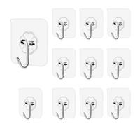 NTRUXZP 11 Pezzi Ganci Adesivi,Trasparenti Gancio Autoadesivo Bagno da Parete, Ganci Forti Senza Cuciture per Cucina Soggiorno Per Appendere Chiavi, Spine, Utensili da Cucina, Asciugamani e Altro