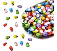 NTRUXZP Mini Coccinelle Legno,100 Pezzi multicolore Adesivo Coccinella di Legno,Coccinelle Adesivo, per Fai da Te Mestiere Scrapbooking Arredamento