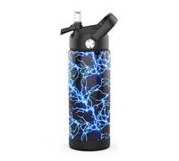Ntswasd Borraccia Termica Bambini, In Acciaio Inox,550 Ml, Senza Bpa,bottiglia Acqua Con Cannuccia A Prova Di Perdite, Per Sport,Scuola palestra（Fulmine）