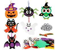 Ntwdby Set di 12 pezzi di Halloween per bambini, Halloween, in gomma espansa fai da te, per zucca, ragno, gatti, gufo, spirito per fai da te, artigianato creativo per decorazioni di Halloween